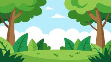 Simple Cartoon Jungle Background with Lush Greenery Tropical vector