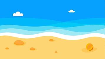 Simple Style Beach Scene with Waves, Sand, and Sunny Tropical Vibes vector