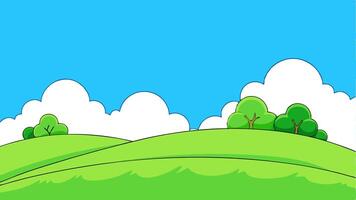 Simple Cartoon Nature Background with Trees Sky and Colorful Scene vector