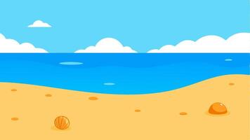Simple Cartoon Style Beach Scene with Waves, Sunny Tropical Vibes vector