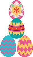 Stacked Colorful Easter Eggs On Black Background vector