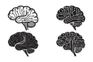 Artificial Intelligence Circuit Brain Futuristic Tech Mind Logo Illustration vector