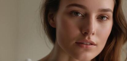 A close up of a woman looking into the camera photo