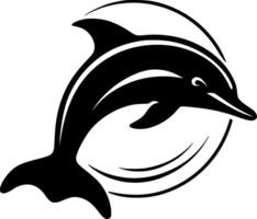 Black and White Dolphin Icon - High-Quality Design for T-Shirts, Mugs, and More - Perfect for Ocean Lovers and Marine Life Enthusiasts vector