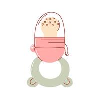 Baby nibbler flat hand drawn illustration, isolated on white background. Toddler supplies and infant essential items for the first complementary feeding vector