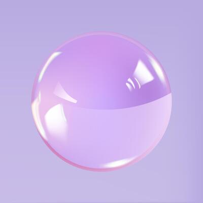 A purple ball with a white center on a purple background