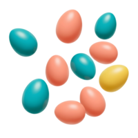 colorful easter eggs . solid coloured easter eggs falling down isolated. happy easter eggs . festive and vibrant design for Easter promotions. easter egg top view flat lay isolated. Happy Easter png