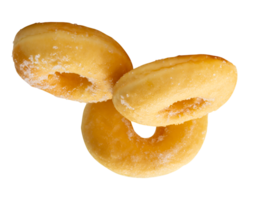 A strange pile of brown sugar glazed cinnamon donuts isolated with clipping path in file format png