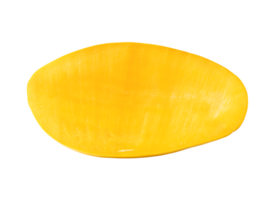 Single ripe yellow mango fruit in half or slice isolated with clipping path in file format png