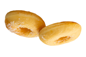 Sugar glazed cinnamon donuts in stack isolated with clipping path in file format png