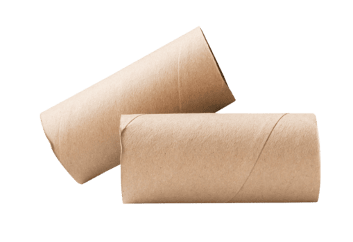 två vävnad papper kärnor eller toalett papper rör i stack efter Begagnade ut i toalett eller toalett isolerat med klippning väg i fil formatera png