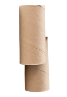 Vertical view of tissue paper cores or toilet paper tubes in stack after used out in toilet or restroom isolated with clipping path in file format png