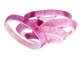A heap of red or purple onion rings or slices isolated with clipping path in file format png