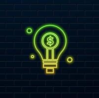 Capital restrictions icon image. neon style. dollar symbol. can be used for business risks. coin with light bulb, business idea in isometric style. neon style. dollar symbol. vector