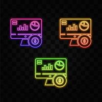 Dollar with diagram denoting financial graph concept icon. neon style. business graphic vector
