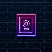 icon of security, safe, coins and other objects. neon style. It also includes security elements vector
