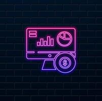 data analysis icon. neon style.Dollar with diagram denoting financial graph concept icon. business graphic vector