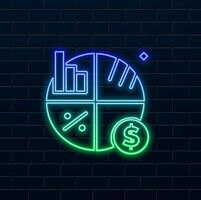 pie chart. neon style. image of gross margin icon Can be used for accounting vector