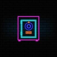 neon style. icon of security, safe, coins and other objects. It also includes security elements vector