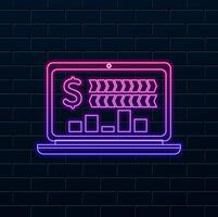 data analysis.icon graphic business illustration, management, teamwork and strategy. neon style. vector