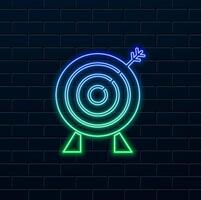 Target with arrow sign icon. neon style. filled flat for mobile concept and web design simple continuous goal success achievement icon Symbol, logo illustration Graphics vector