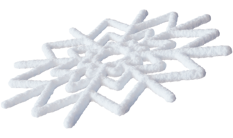 3D snowflake isolated on transparent background, perfect for winter themed projects or decorations. Realistic, white snow flake shape. png