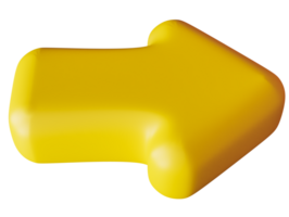 Vibrant yellow arrow in a three-dimensional style, isolated against clean transparent background, ideal for design and navigation purposes. png