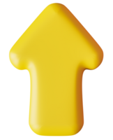 Yellow arrow in a three-dimensional style, isolated against clean transparent background, ideal for design and navigation purposes. 3D png