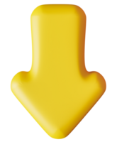 Vibrant yellow arrow in a three-dimensional style, isolated against clean transparent background, ideal for design and navigation purposes. 3D. png