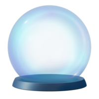 Empty snow globe with glass surface. Its smooth base is designed for showcasing unique miniature scenes, perfect for creative displays. Snowglobe isolated on transparent background. 3D render. png