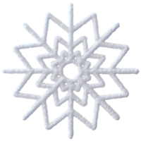 3D snowflake isolated on transparent background, perfect for winter themed projects or decorations. Realistic, white three dimensional snow flake shape. 3D rendering. png
