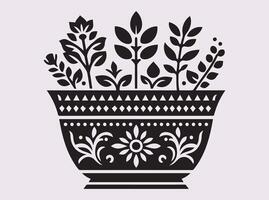 Black Silhouette of Handcrafted Pottery Planter for Traditional and Contemporary Design vector
