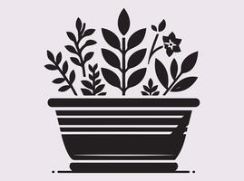 Stylish Black Silhouette of Planter Pottery for Creative Crafts and Home Display Ideas vector