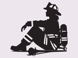 Firefighter Silhouette Symbolizing the Dedication and Heroism of Firefighters vector