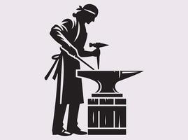 Blacksmith Silhouette Representation of a Strong and Skilled Metal Artisan vector