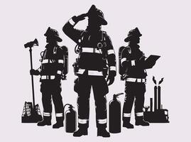 Firefighter Silhouette of a Fireman Running Towards Danger to Save People vector