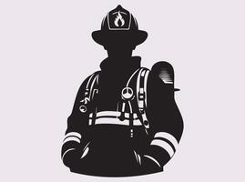 Firefighter Silhouette Capturing the Intense and Brave Actions of a Firefighter vector