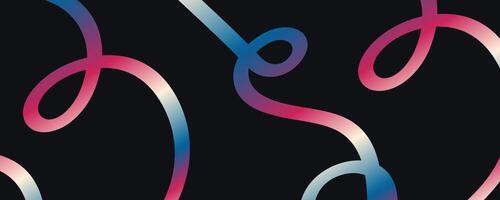 dynamic colorful twisting ribbon shapes on dark background, abstract modern digital design with swirling curved motion for vibrant creative compositions vector