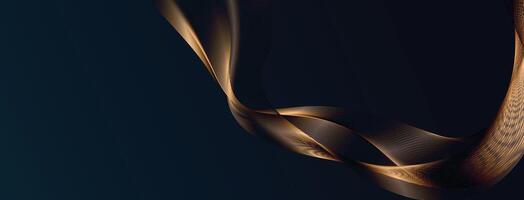 Luxury Futuristic Dark Background with Golden Flowing Light Streaks, Elegant Wave Motion, Modern Digital Design for Business and Technology Concepts vector