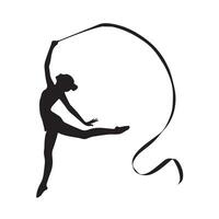 Rhythmic Gymnast Silhouette with Ribbon vector