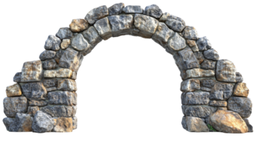 Rustic stone archway crafted from rough hewn rocks isolated on transparent background png