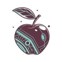 Futuristic Apple Design Tech Inspired Fruit Illustration for Digital Projects vector