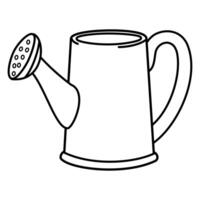 Watering can illustration in black and white isolated on white background vector