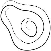 simple avocado icon drawn with one black line in line art style vector