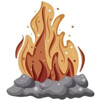 icon of a bright campfire with flames and gray stones laid out around it, for designs on the theme of recreation and hiking vector