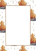 vertical poster with an icon of a bright campfire with flames and gray stones laid out around it, for designs on the theme of recreation and hiking vector