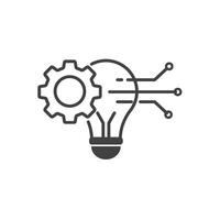 Bulb and circuit gear icon vector