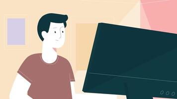 Man using computer vector