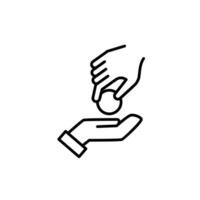 Hand Gives a Coin to the Other Hand outline icon design good for web or mobile app vector