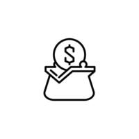 Purse of coin outline icon design good for web or mobile app vector